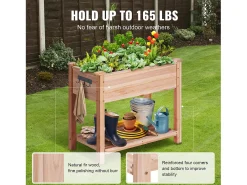 33,9 x 18,1 x 30 Pol. Vaso de Madeira SucceBuy para Canteiros Elevados para Flores, Legumes e Ervas