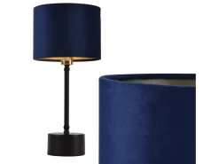 Abajur de mesa luminária de escritório metal flanela preto cobre e azul E14 39 cm 03_0002511
