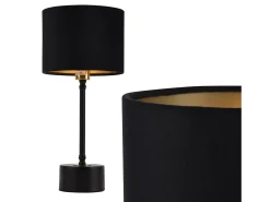 Abajur de mesa luminária de escritório metal flanela preto cobre E14 39 cm 03_0002510