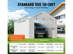 Abertura de Substituição para Abrigo de Carro SucceBuy, 304,8 x 609,6 cm, com Parede Lateral, Branco