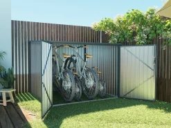 Abrigo bicicletas metal aço galvanizado efeito madeira 4 m² para 4 bicicletas NIKI