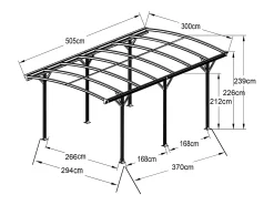 Abrigo carro individual autoportante alumínio, 1 viatura, 15,15 m², cinza antracite BARESA