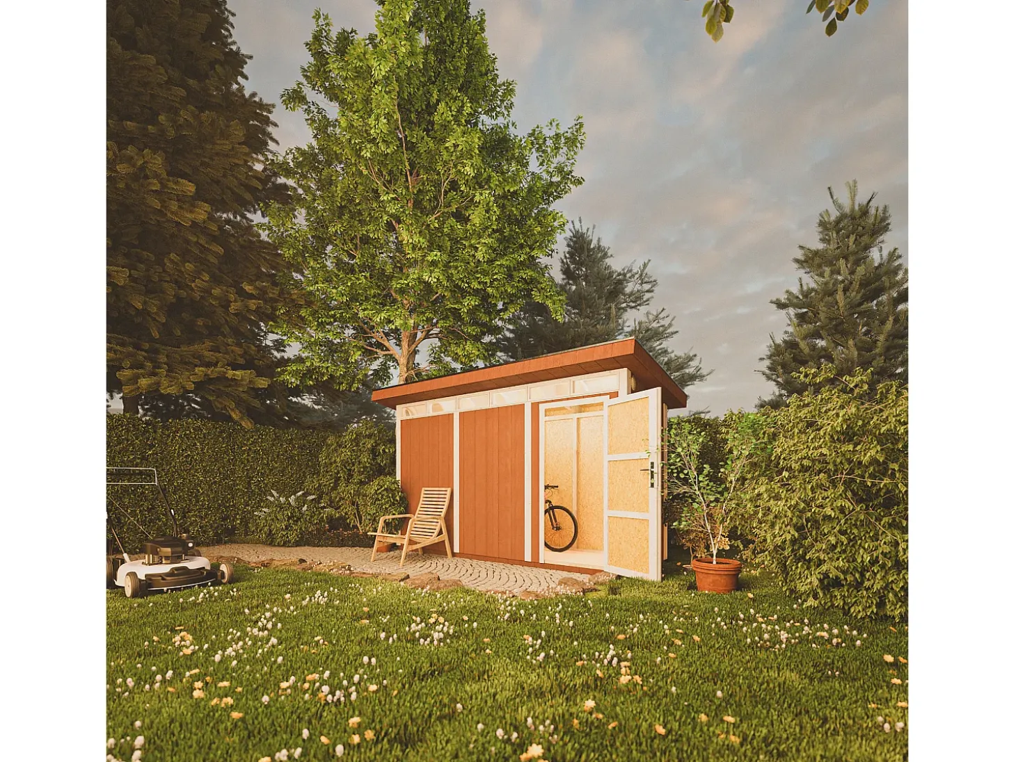 Abrigo com painéis LP® SmartSide® - 4m² / L161xL412xH239 cm - M902-TERRA BROWN