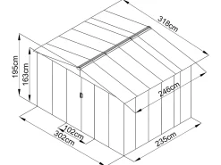 Abrigo de jardim de 7,82 m² em aço galvanizado cinza - LINUS