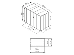 Abrigo de jardim de 2,32 m² em aço galvanizado cinza - ACAMAR