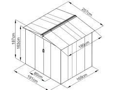 Abrigo de jardim de 3,73 m² em aço galvanizado cinza - LINUS