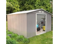 Abrigo de Jardim em Aço Cinzento Sancy 10,85m² Espaçoso, Resistente, Durável, Sem Manutenção