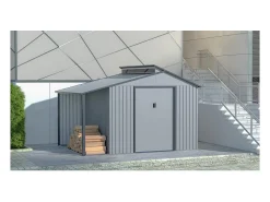 Abrigo de jardim em metal com pérgula "Madras" - 9,12 m² - 355 x 257 x 237 cm - Cinza