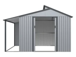 Abrigo de jardim em metal com pérgula "Madras" - 9,12 m² - 355 x 257 x 237 cm - Cinza