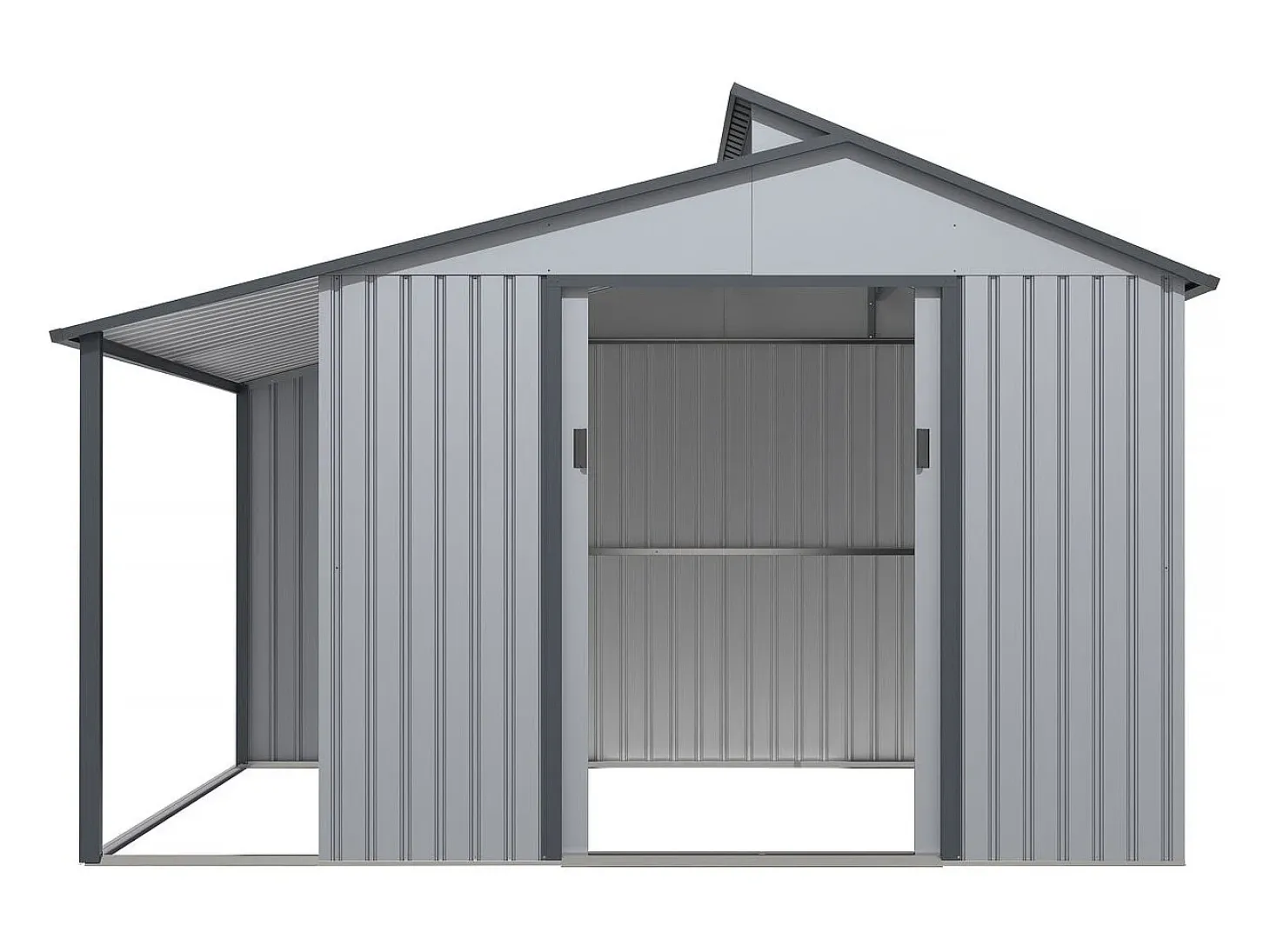 Abrigo de jardim em metal com pérgula "Madras" - 9,12 m² - 355 x 257 x 237 cm - Cinza