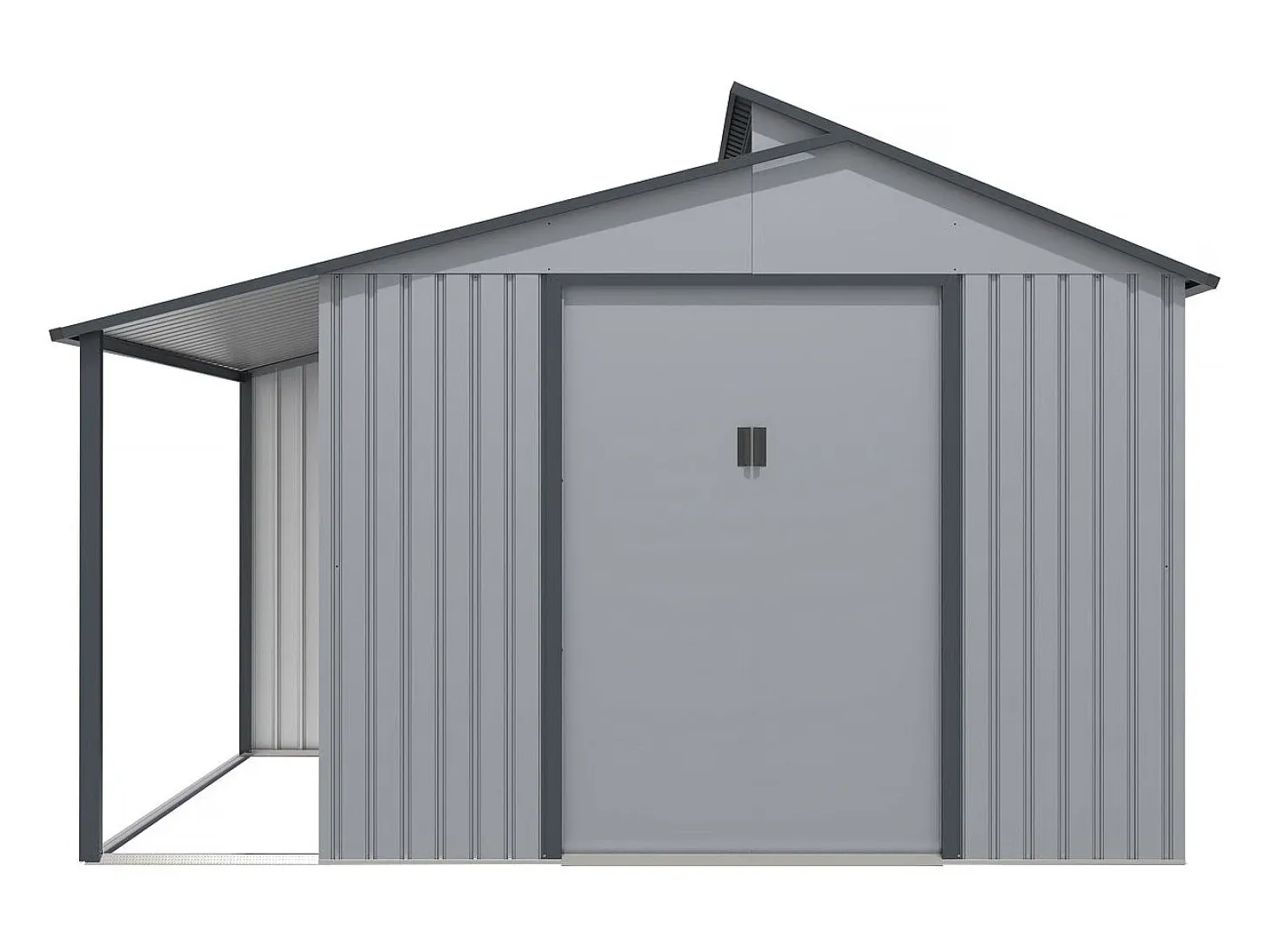 Abrigo de jardim em metal com pérgula "Madras" - 9,12 m² - 355 x 257 x 237 cm - Cinza