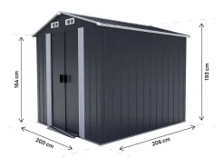 Abrigo de jardim em metal cinza Boston 4,12 m² com porta deslizante e ventilação integrada
