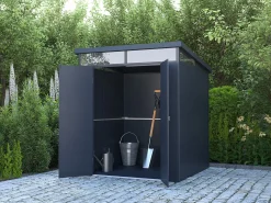 Abrigo de jardim em resina cinza antracite 3,65 m² com soalho - MINARO