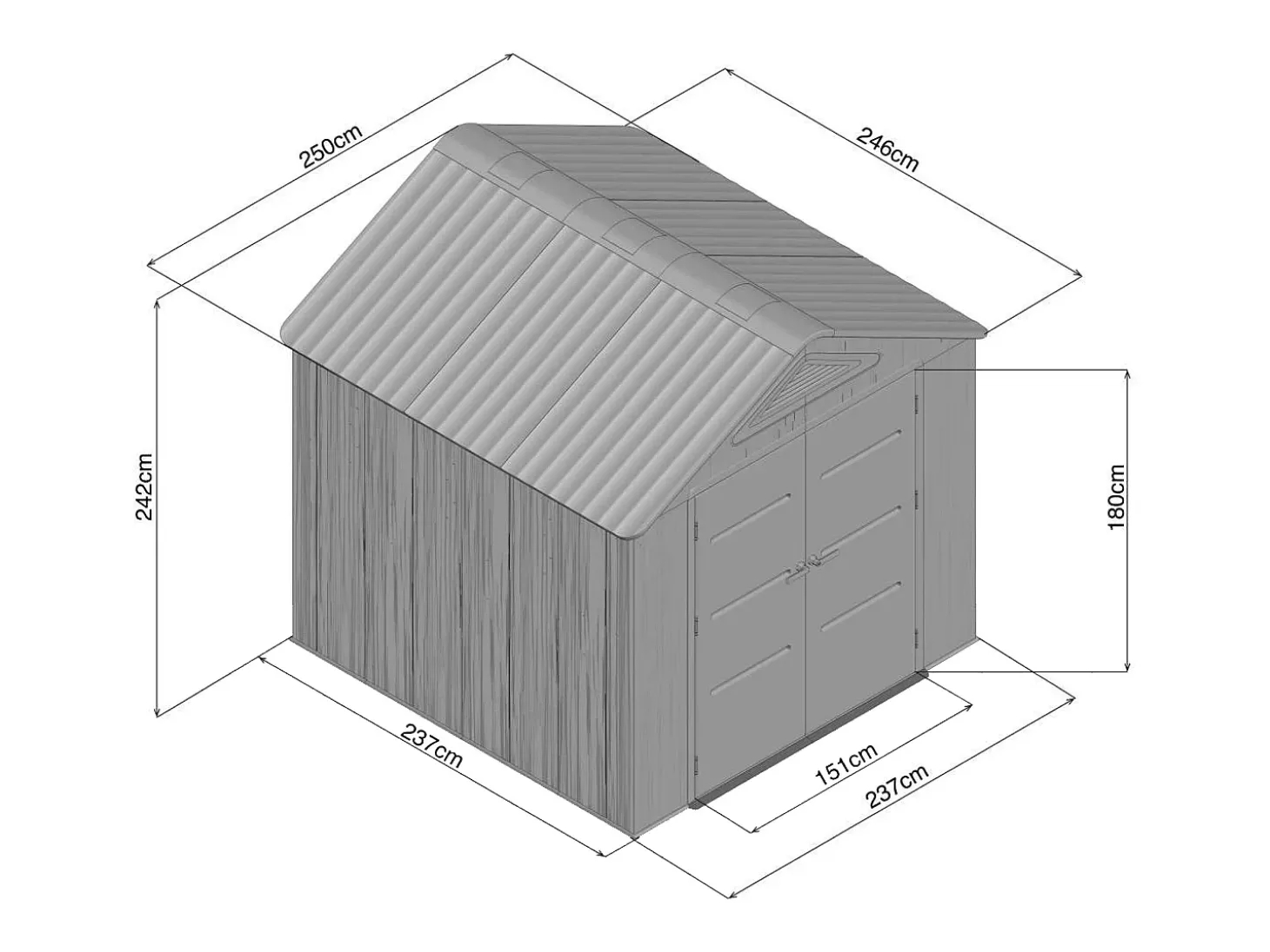Abrigo de jardim em resina bege e cinza 6,15 m² com piso - espessura 22 mm - ANTEVA
