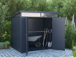 Abrigo de jardim em resina cinzento antracite com soalho, 4 m², MINARO