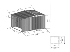 Abrigo de jardim LERY com 6 m² em aço galvanizado cinza
