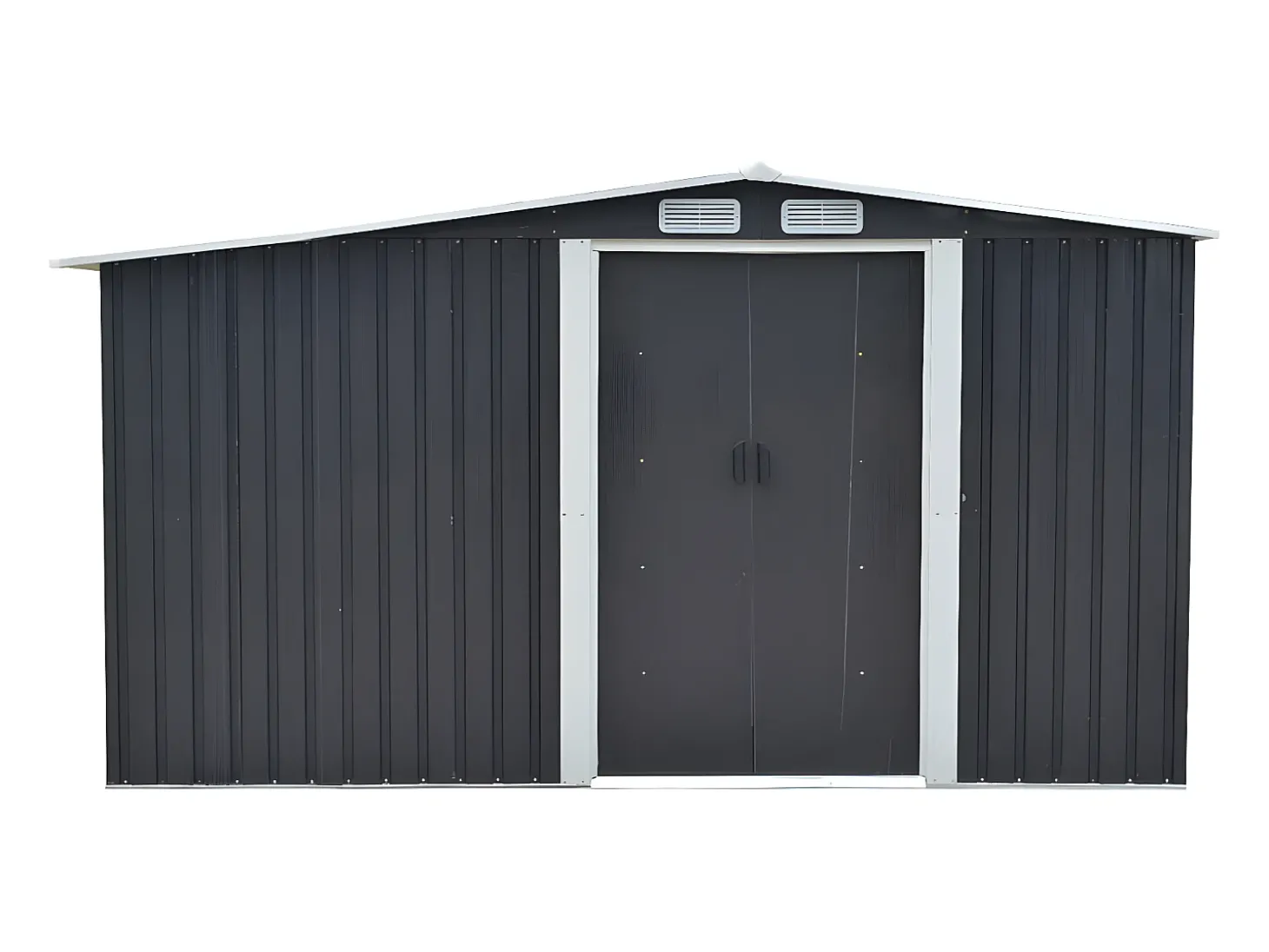 Abrigo de jardim LERY com 10,5 m² em aço galvanizado cinza