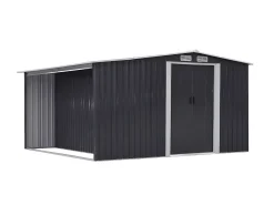 Abrigo de jardim LERY com 10,5 m² em aço galvanizado cinza