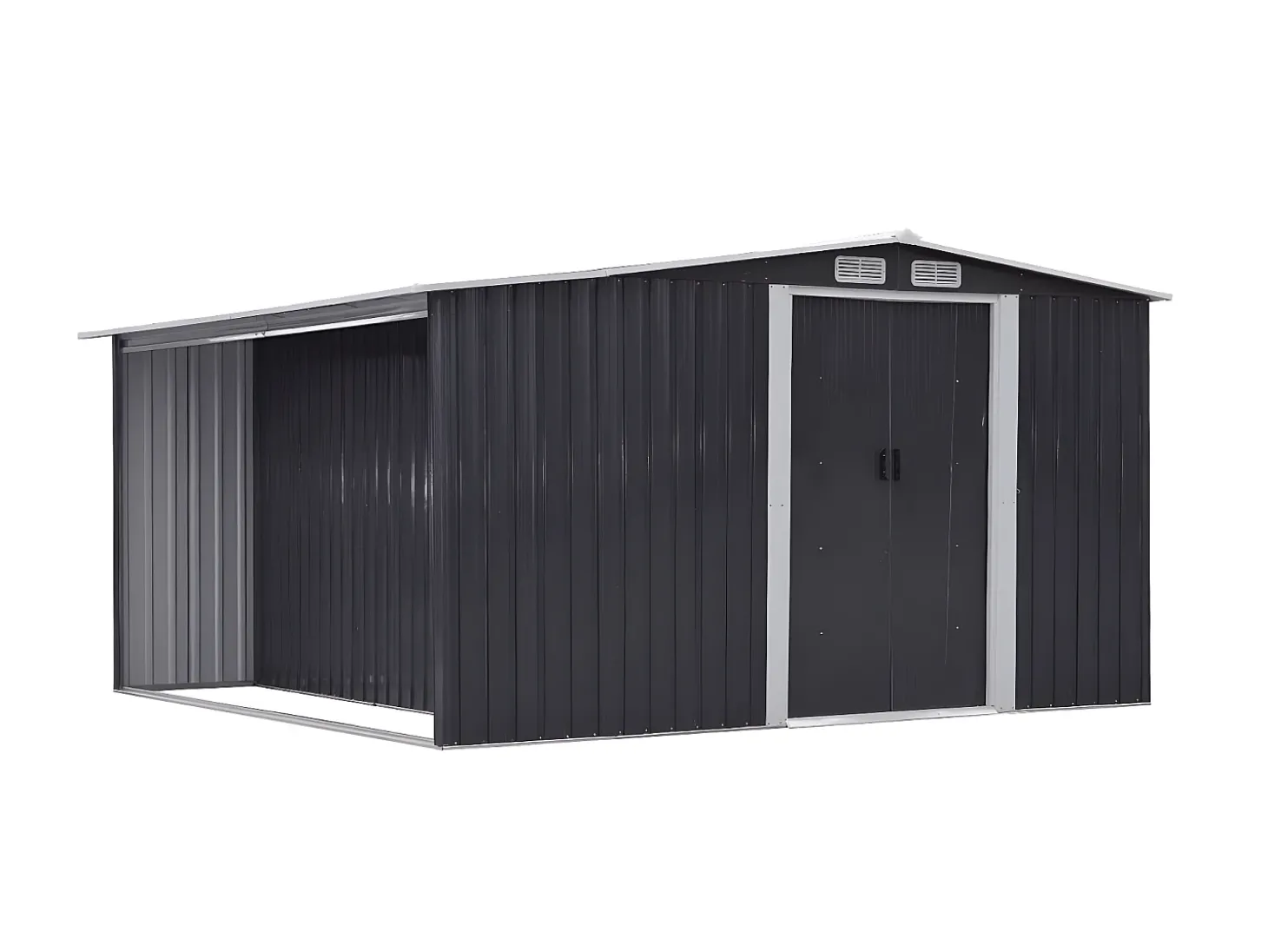Abrigo de jardim LERY com 10,5 m² em aço galvanizado cinza