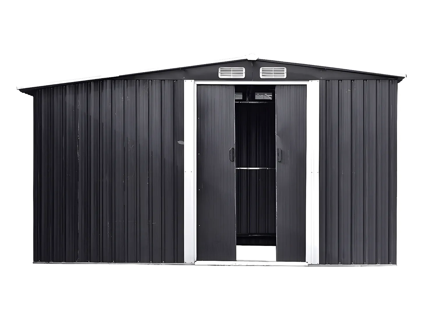 Abrigo de jardim LERY com 10,5 m² em aço galvanizado cinza