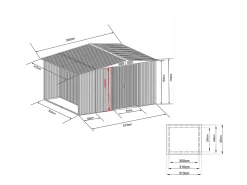Abrigo de jardim LERY com 10,5 m² em aço galvanizado cinza