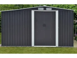 Abrigo de jardim LERY com 10,5 m² em aço galvanizado cinza