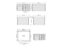 Abrigo de jardim madeira tratada em autoclave telhado plano 13 m² esp. 28 mm CORALIO