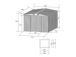Abrigo de jardim MANSO com 6,6 m² em aço galvanizado - Cinza