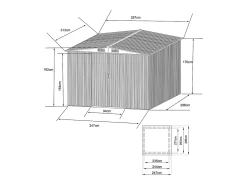 Abrigo de jardim metal aço galvanizado cinza 8 m² MANSO