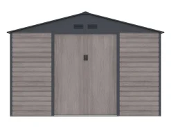 Abrigo de jardim metal aço galvanizado efeito madeira cinza 13,12 m² ADELMO