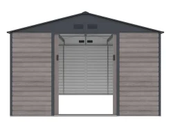 Abrigo de jardim metal aço galvanizado efeito madeira cinza 13,12 m² ADELMO