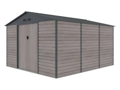 Abrigo de jardim metal aço galvanizado efeito madeira cinza 13,12 m² ADELMO