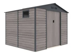Abrigo de jardim metal aço galvanizado efeito madeira cinza 7,17 m² ADELMO