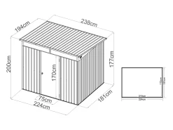 Abrigo de jardim metal em aço galvanizado cinza antracite 4,6 m² - CLAFTON