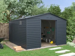 Abrigo de jardim metal em aço galvanizado antracite 13,12 m² ADELMO