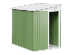 Abrigo de jardim metálico adossado em aço galvanizado verde sálvia 3,15 m² - DAXTON