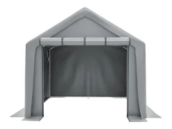 Abrigo do jardim - moldura de metal de aço galvanizada e tecido PE - garagem - 244x241x217cm - cinza