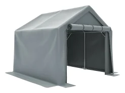 Abrigo do jardim - moldura de metal de aço galvanizada e tecido PE - garagem - 244x241x217cm - cinza