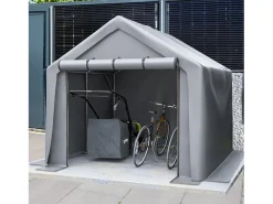 Abrigo do jardim - moldura de metal de aço galvanizada e tecido PE - garagem - 244x241x217cm - cinza