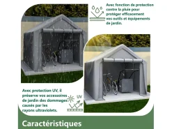 Abrigo do jardim - moldura de metal de aço galvanizada e tecido PE - garagem - 244x241x217cm - cinza