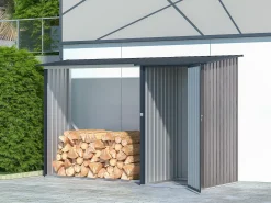 Abrigo lenha aço arrumação para ferramentas de 3,49 m3 2 esteres C302xL119xA190 cm DORWOOD
