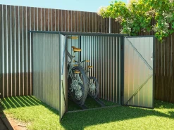 Abrigo para bicicletas metal aço galvanizado efeito madeira 2,8 m² para 2 bicicletas NIKI