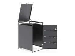 Abrigo para caixote do lixo em aço galvanizado cinza antracite 1 caixote 68x80x116 240L LOKAFA