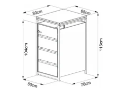 Abrigo para caixote do lixo em aço galvanizado cinza antracite 1 caixote 68x80x116 240L LOKAFA