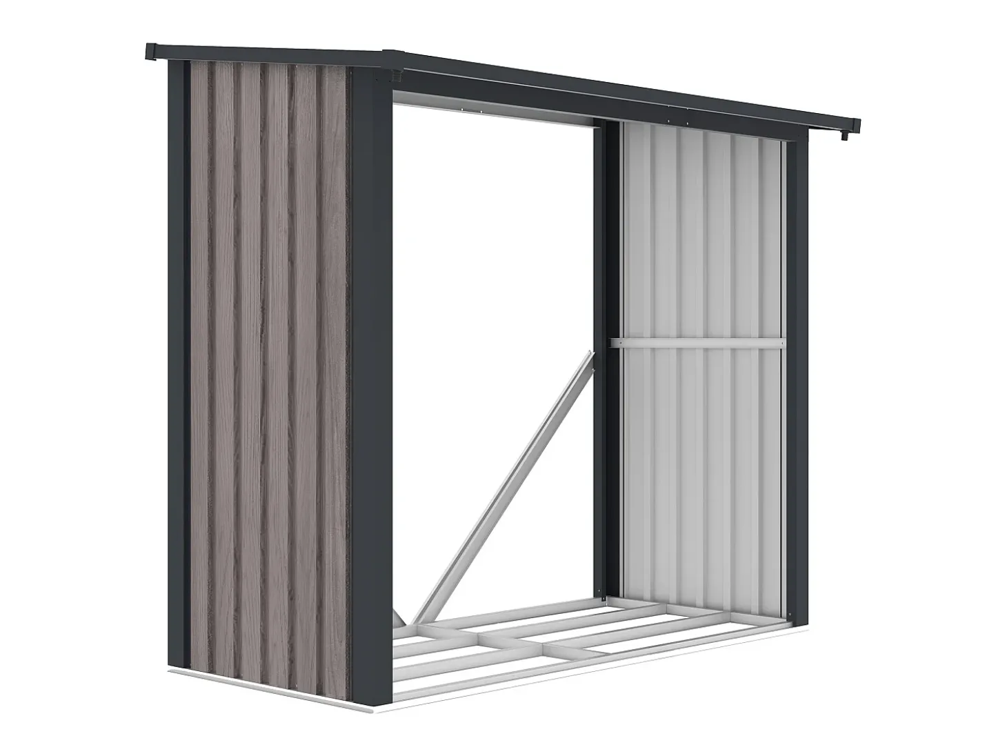 Abrigo para lenha aço galvanizado 1,98 m3 2 esteres C182 x L89 x A156 cm BIRWOOD
