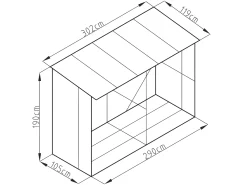 Abrigo para lenha aço galvanizado 5,78 m3 8 esteres C302 x L119 x A190 cm VARWOOD
