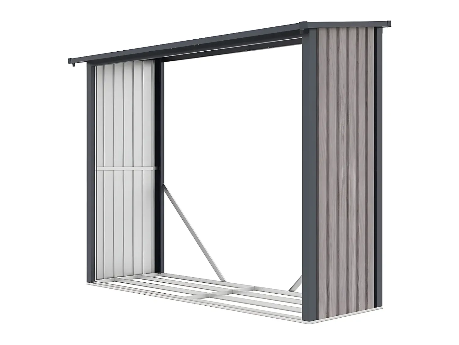 Abrigo para lenha em aço galvanizado efeito madeira 4,9 esteres C 242 x L 89 x A 190 cm WINWOOD