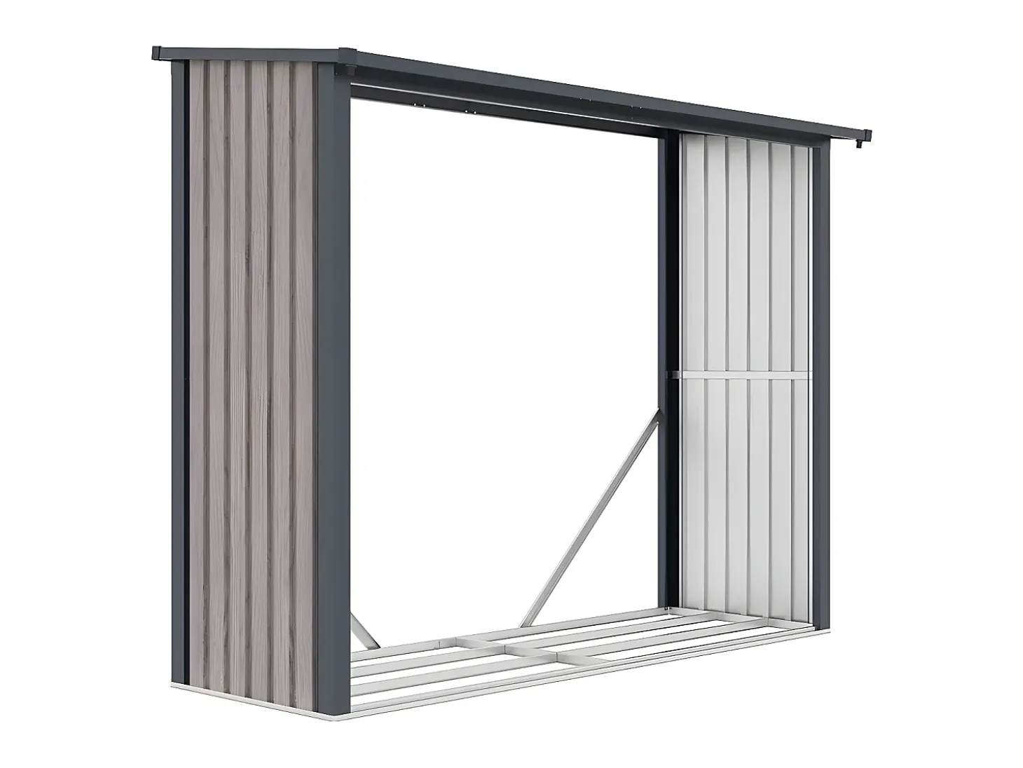 Abrigo para lenha em aço galvanizado efeito madeira 4,9 esteres C 242 x L 89 x A 190 cm WINWOOD