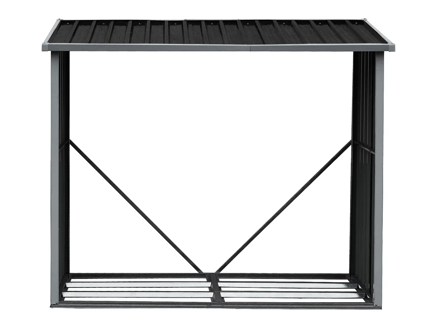 Abrigo para lenha metal aço galvanizado 2,23 m3 C182 x L83 x A148 cm DERWOOD