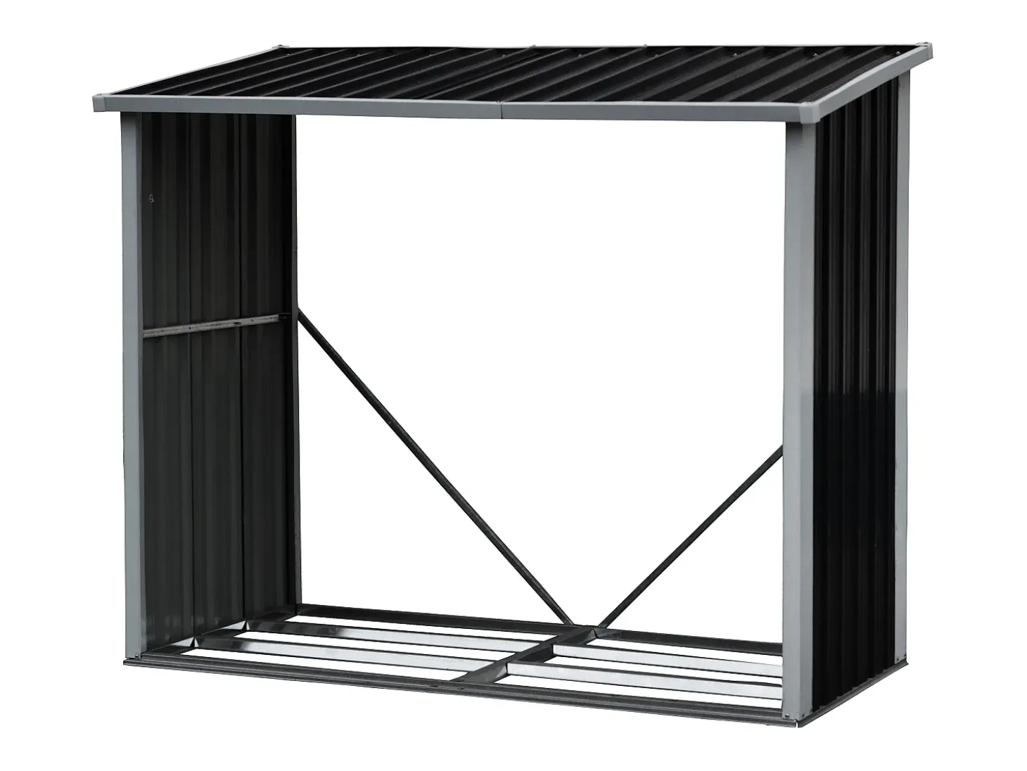 Abrigo para lenha metal aço galvanizado 2,23 m3 C182 x L83 x A148 cm DERWOOD